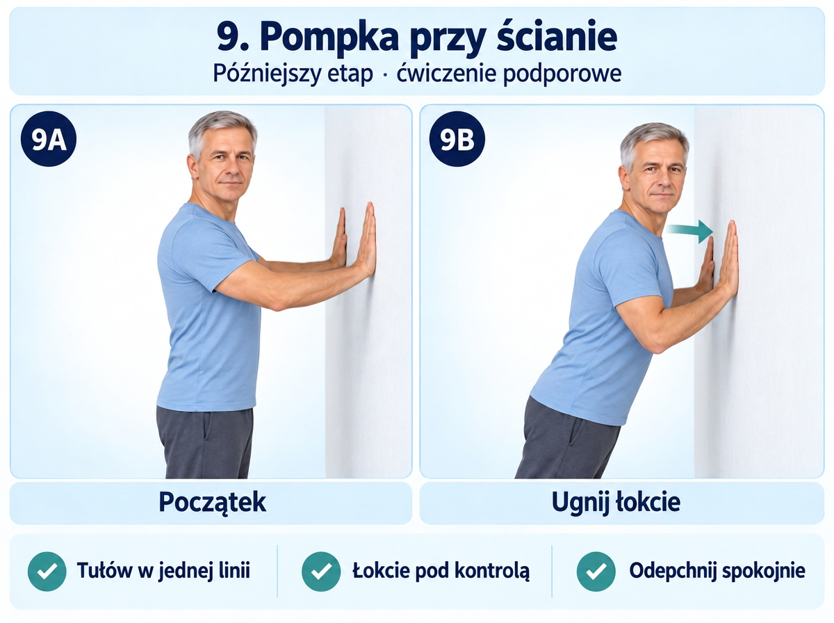 Wall push-up. Medical content prepared by: Tomasz Poboży - orthopaedic surgeon.