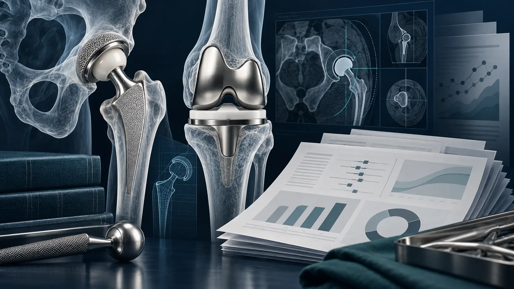 Hip and knee implants with imaging and research results. Medical content prepared by: Tomasz Poboży - orthopaedic surgeon.