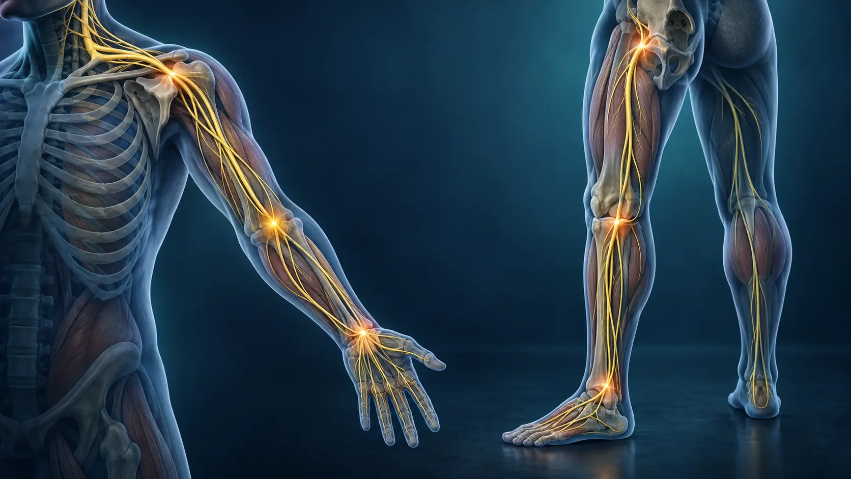 Peripheral nerves of the limbs and common compression sites. Medical content prepared by: Tomasz Poboży - orthopaedic surgeon.