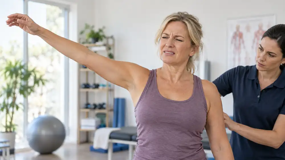 Shoulder pain during arm elevation — subacromial impingement. Medical content prepared by: Tomasz Poboży - orthopaedic surgeon.