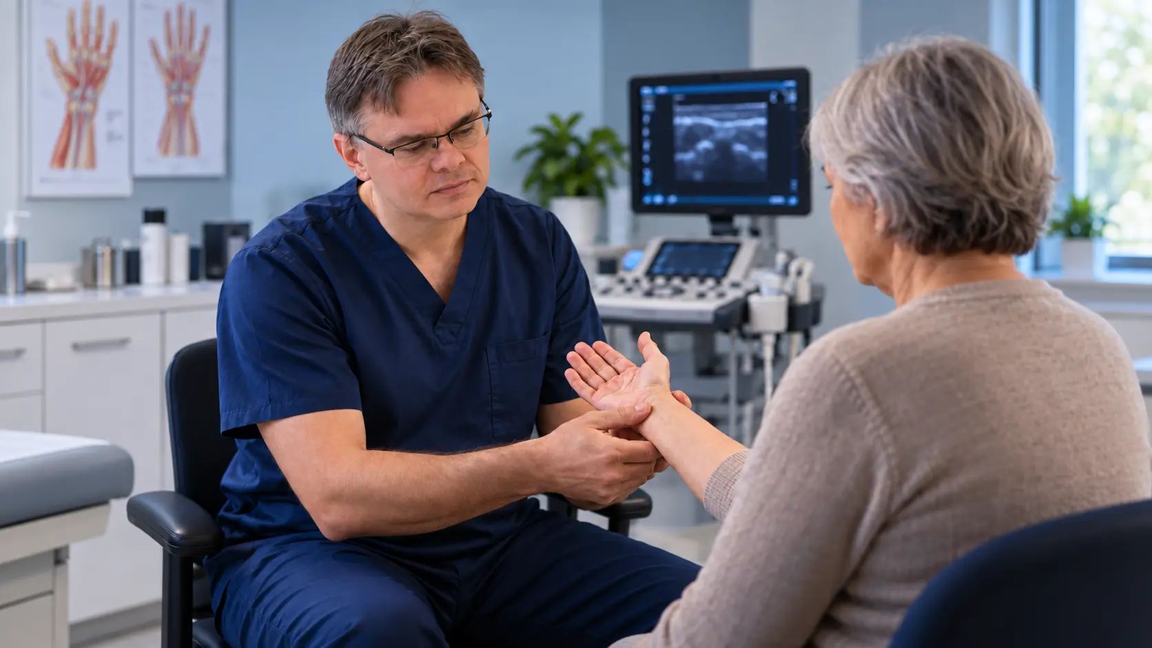Dr Tomasz Poboży during an orthopaedic consultation. Medical content prepared by: Tomasz Poboży - orthopaedic surgeon.