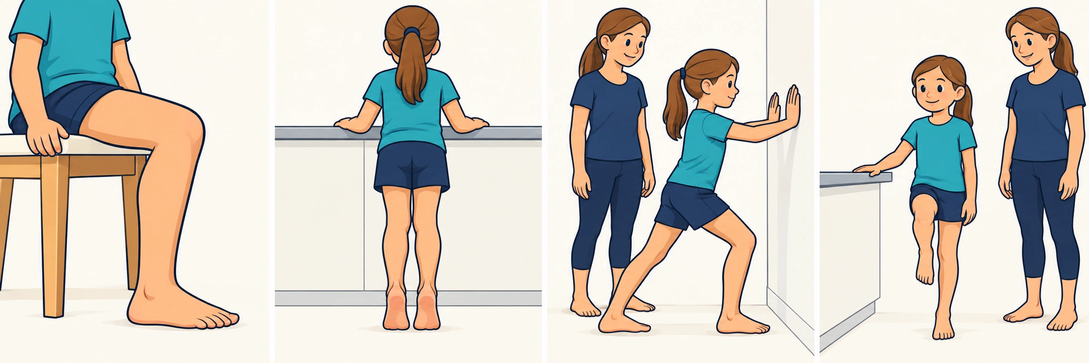 Three points of support. Sit with the whole foot on the floor.