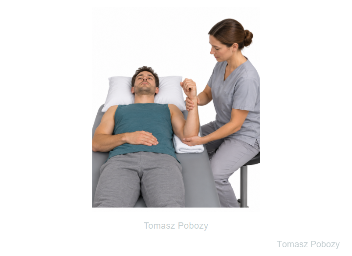 Subscapularis tendon repair — rehabilitation protocol — Passive external rotation. Prepared by Tomasz Poboży — orthopaedic surgeon.
