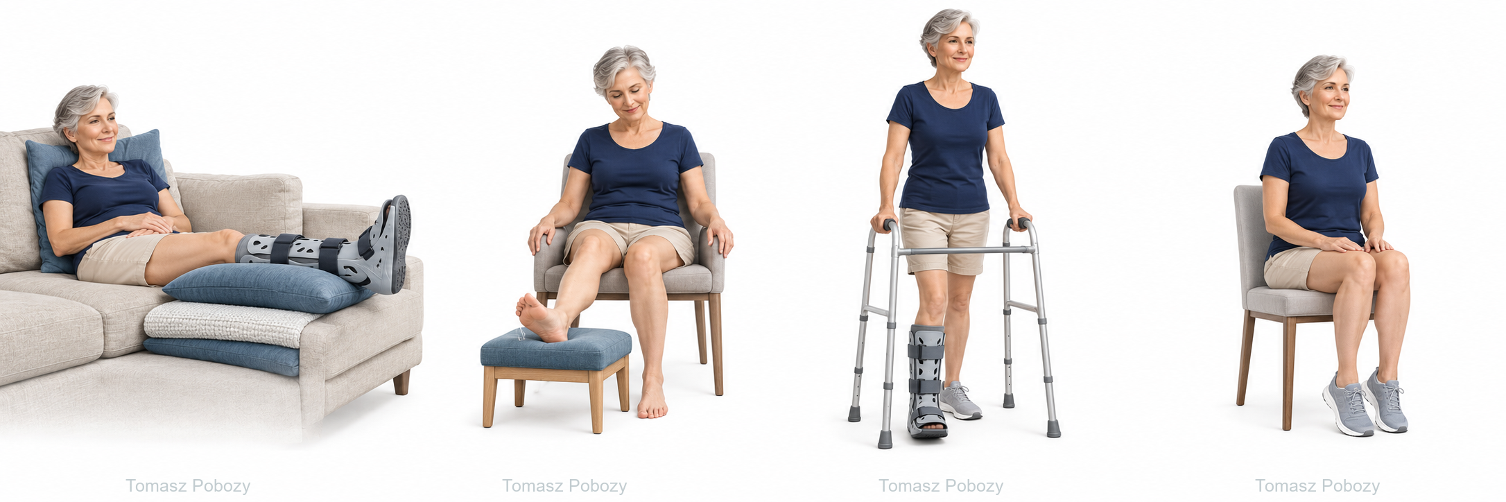 Positioning and swelling control — Calcaneal fracture — rehabilitation after fixation. Prepared by Tomasz Poboży — orthopaedic surgeon.